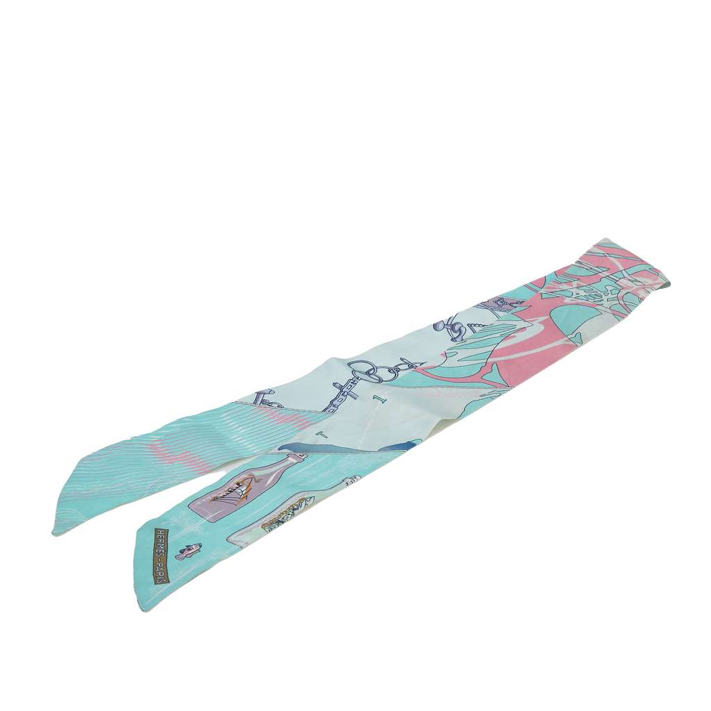 Hermès Caleche Mors Et Bouteilles Silk Twilly Scarf