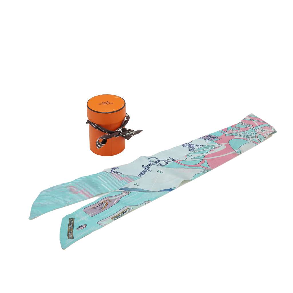 Hermès Caleche Mors Et Bouteilles Silk Twilly Scarf - Detail 2