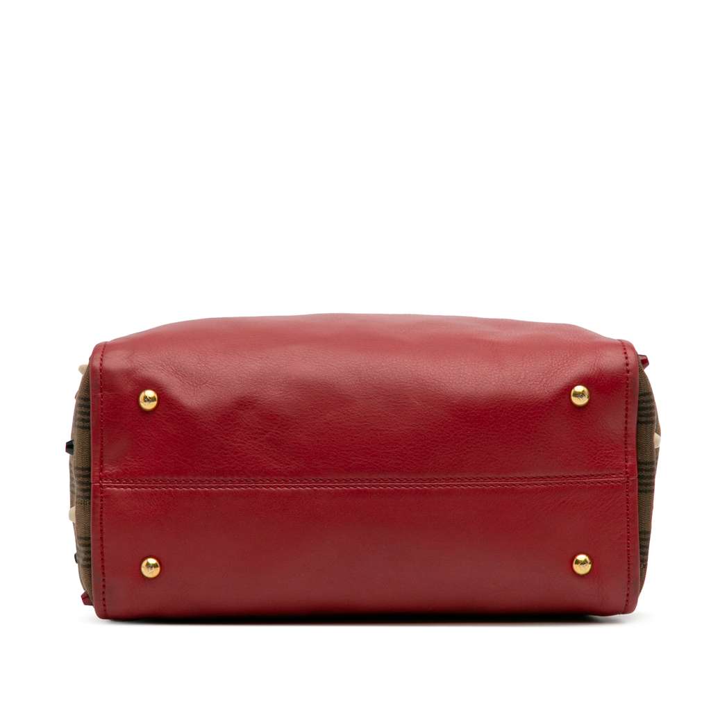 Fendi Leather and Studded Canvas Colorblock Chameleon Satchel - Image 6