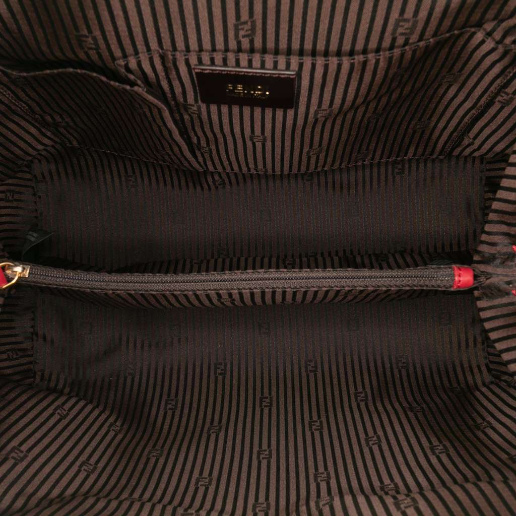 Fendi Leather and Studded Canvas Colorblock Chameleon Satchel - 4