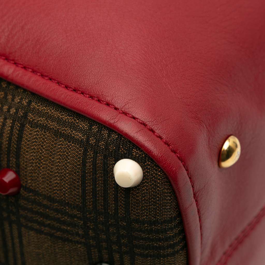Fendi Leather and Studded Canvas Colorblock Chameleon Satchel - Detail 2