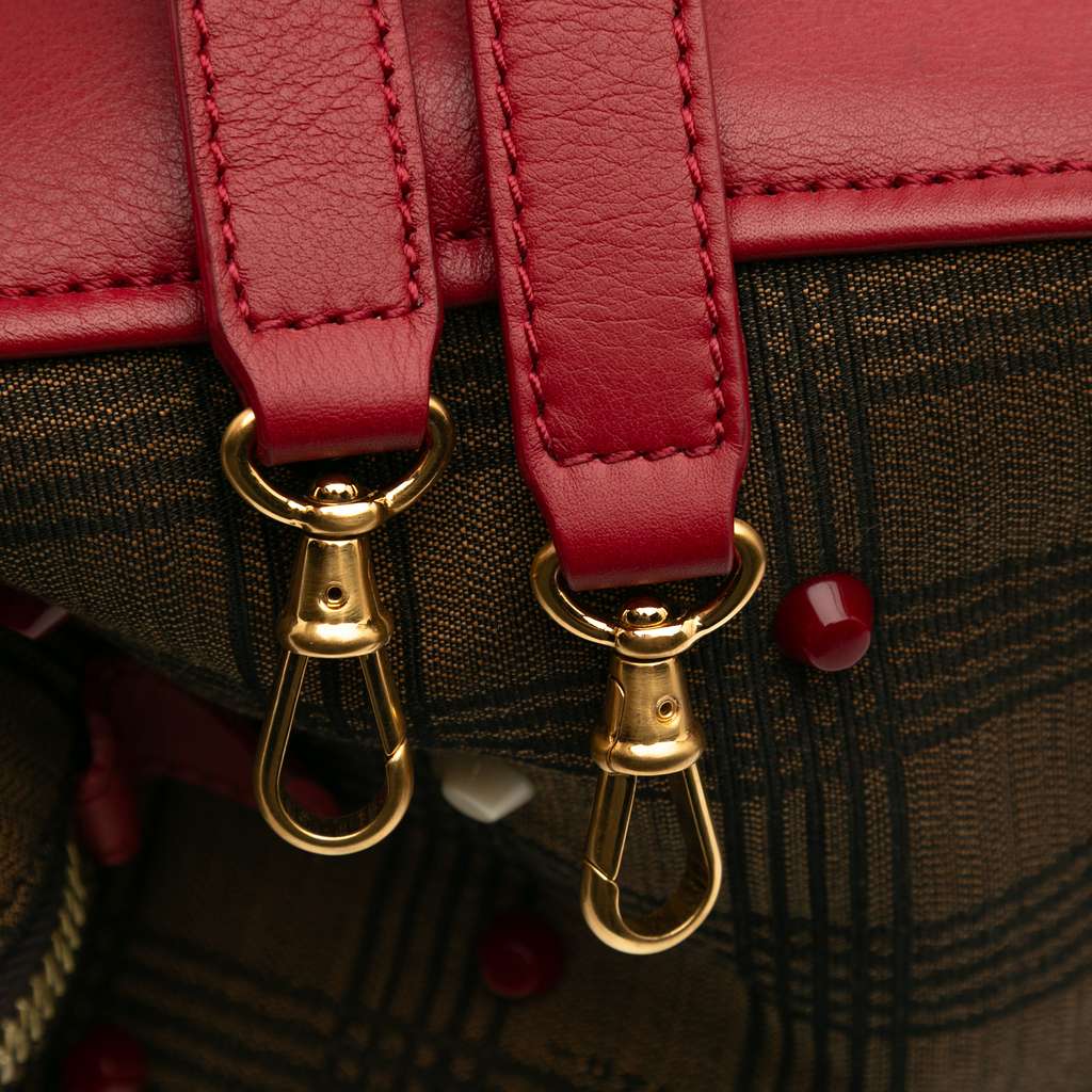 Fendi Leather and Studded Canvas Colorblock Chameleon Satchel - Image 12