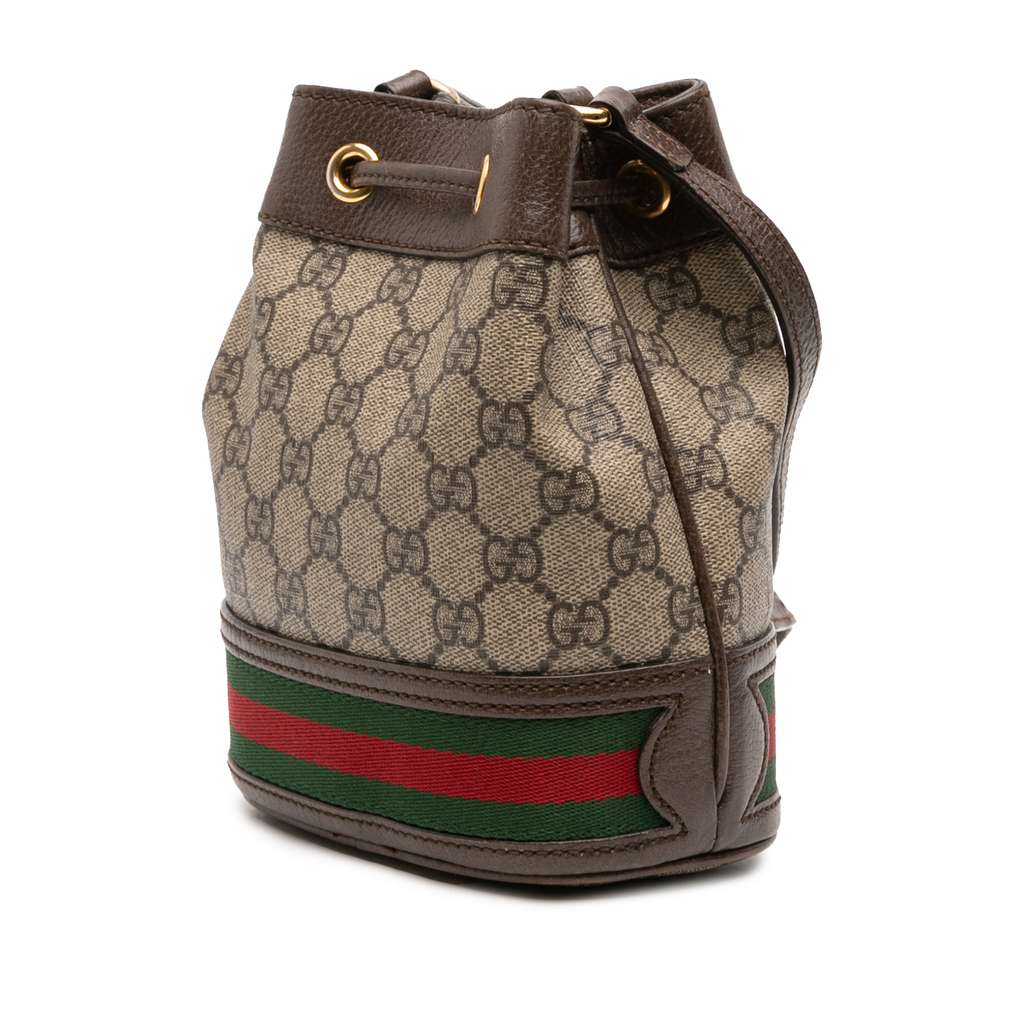 Gucci Mini GG Supreme Web Ophidia Bucket Bag - Back view