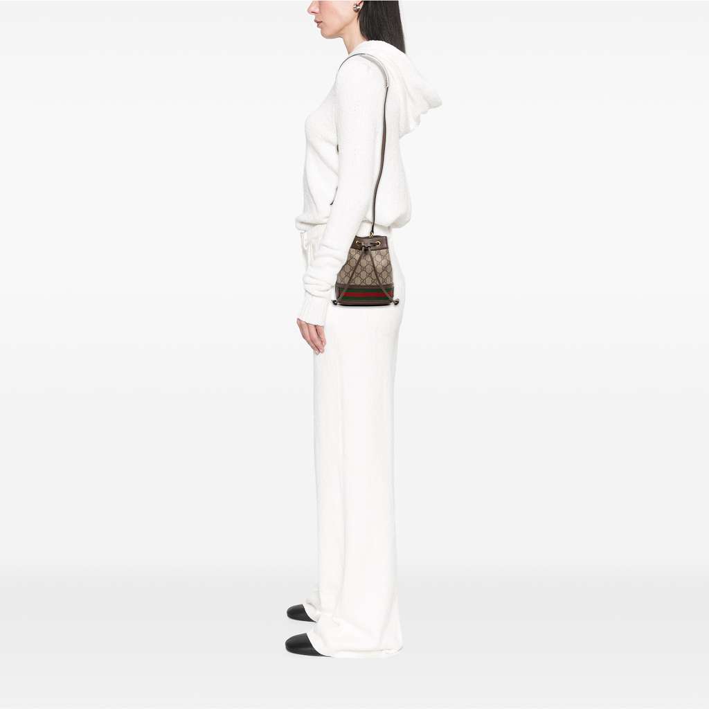 Gucci Mini GG Supreme Web Ophidia Bucket Bag - Image 10