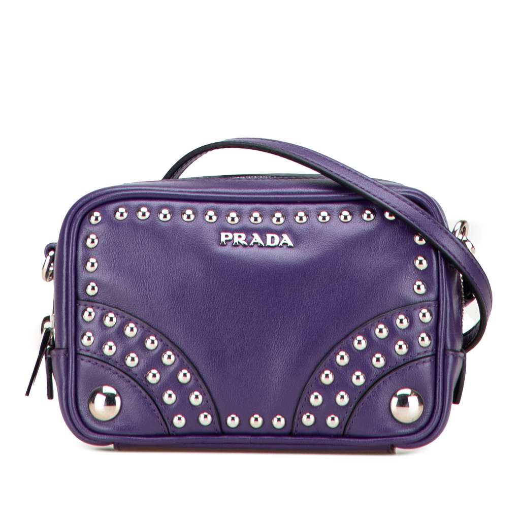 Prada Mini Leather Studded Camera Bag