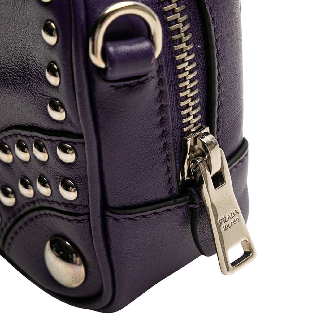 Prada Mini Leather Studded Camera Bag - Image 10