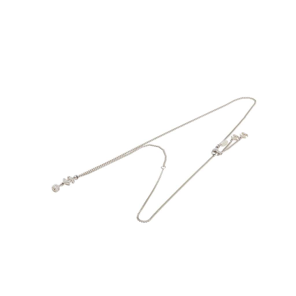 Chanel Silver CC Crystal Studded Cube Pendant Necklace - 5