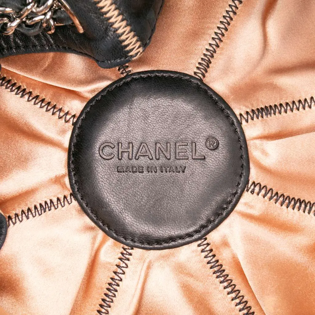 Chanel Lambskin and Satin Reversible Sac Cordon Bucket Bag Black Leather Good - Box View