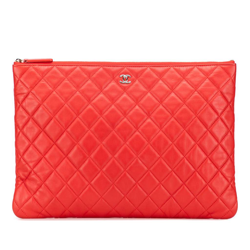 Chanel Large Quilted Lambskin O Case Clutch