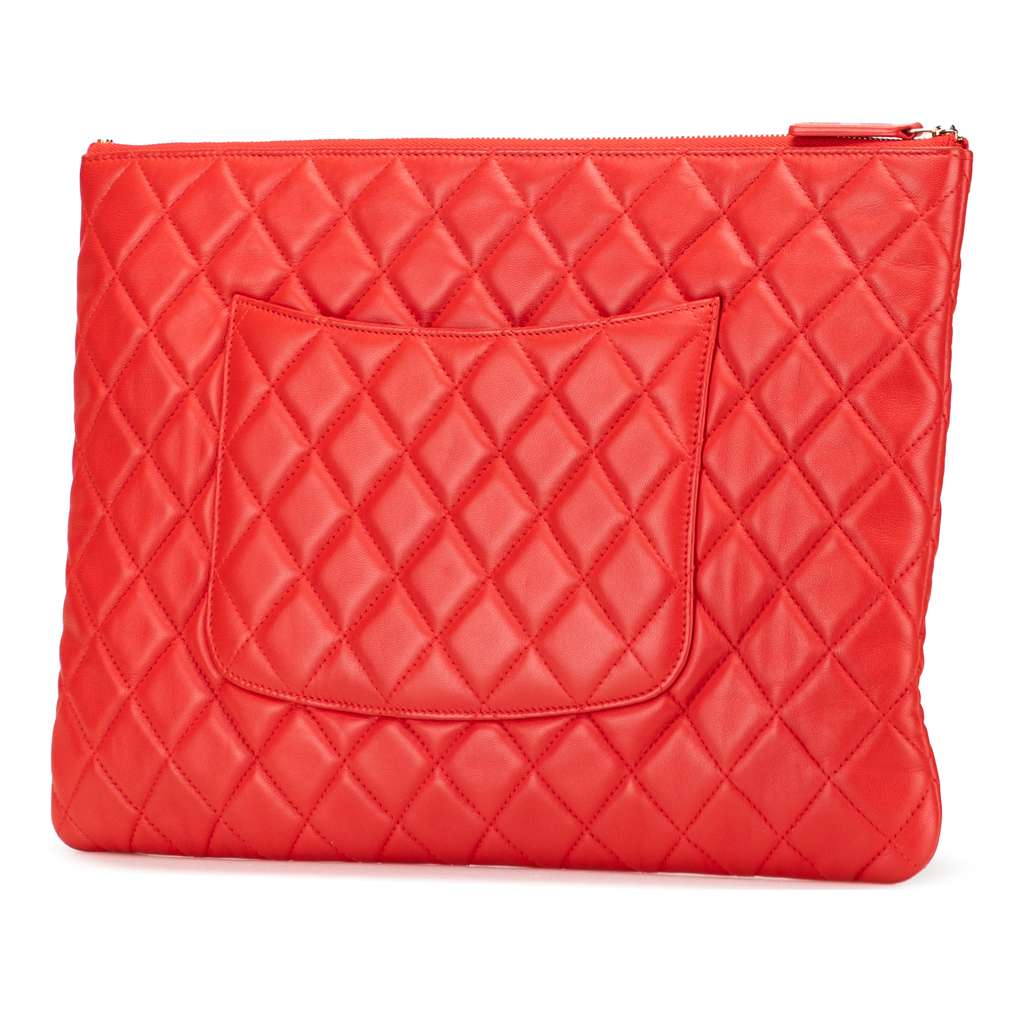 Chanel Large Quilted Lambskin O Case Clutch - Back view