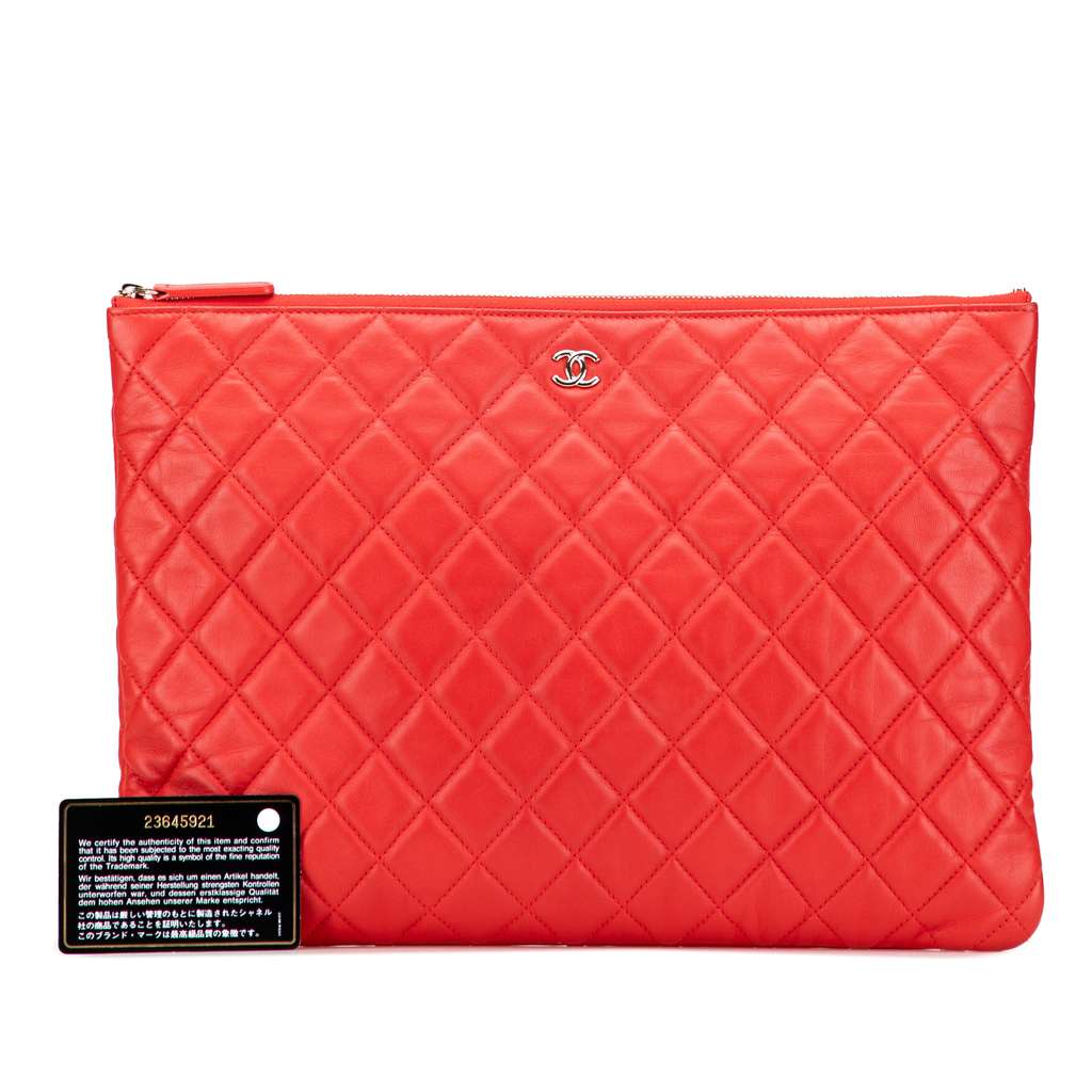 Chanel Large Quilted Lambskin O Case Clutch - Image 13