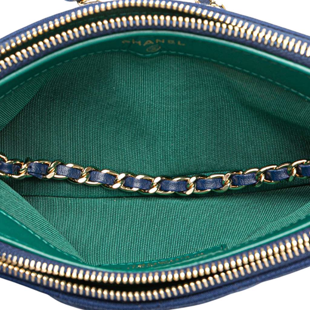 Chanel CC Quilted Jersey Double Zip Wallet on Chain - 4