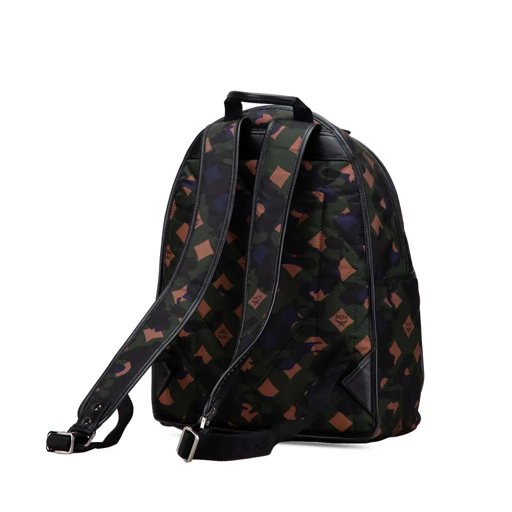 Mcm Nylon Camo Munich Lion Dieter Backpack Green Good - Back View