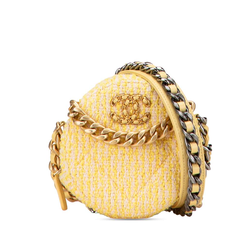 Chanel Tweed 19 Round Clutch with Chain