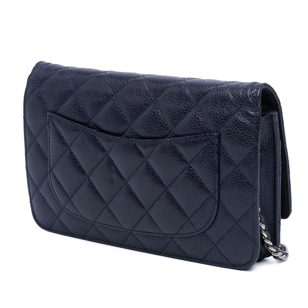 Chanel CC Quilted Caviar Wallet on Chain - Back view