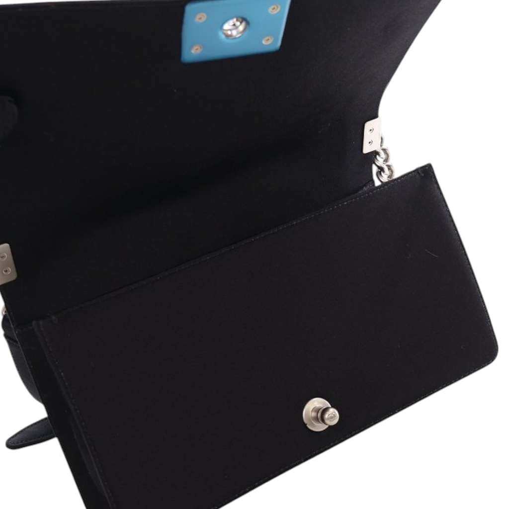 Chanel Old Medium Satin Pearl Embellished Boy Flap - Detail 1