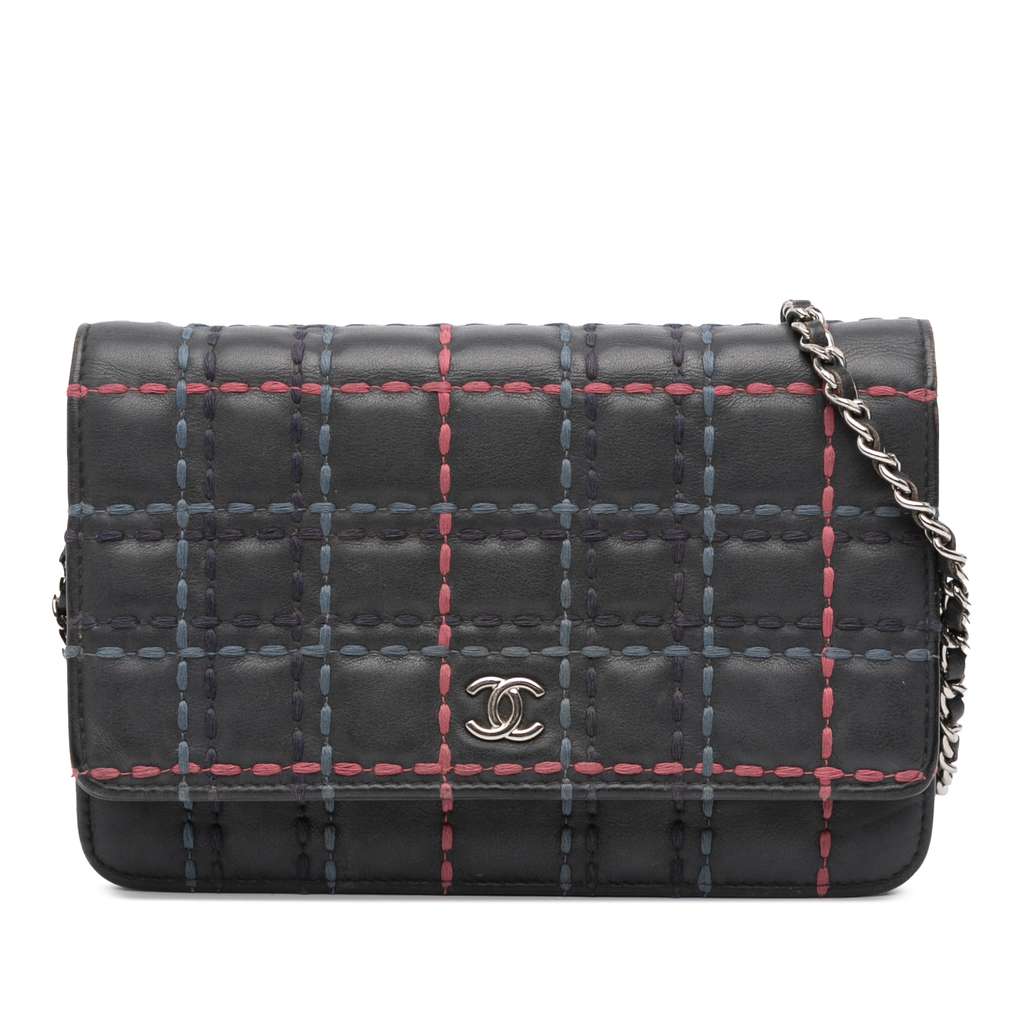 Chanel CC Square Stitched Calfskin Wallet on Chain