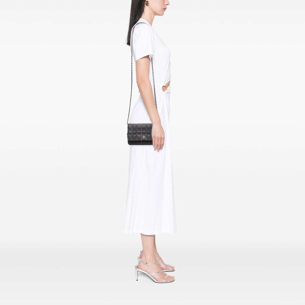 Chanel CC Square Stitched Calfskin Wallet on Chain - Image 13