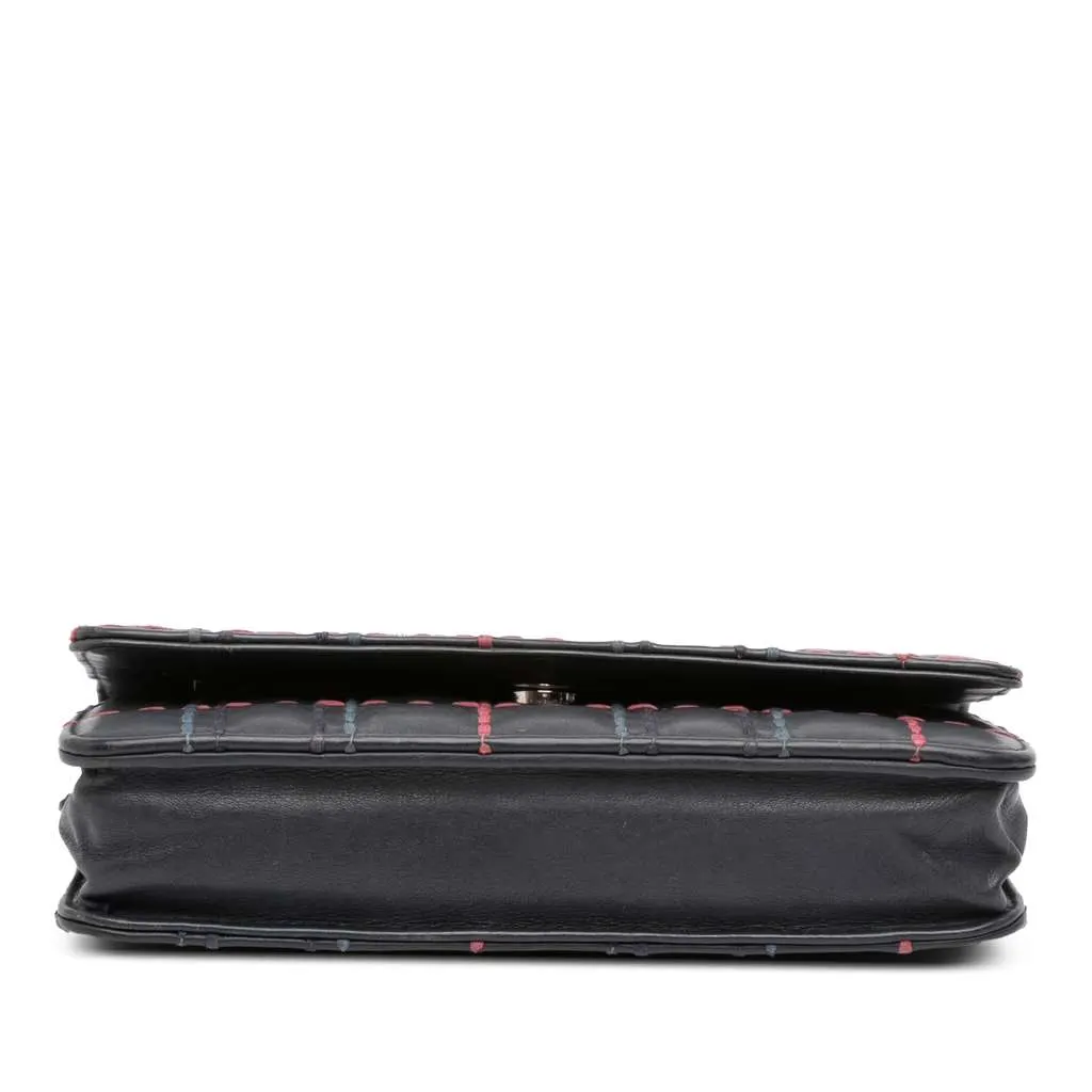 Chanel CC Square Stitched Calfskin Wallet on Chain Blue Leather Very good - Inside View