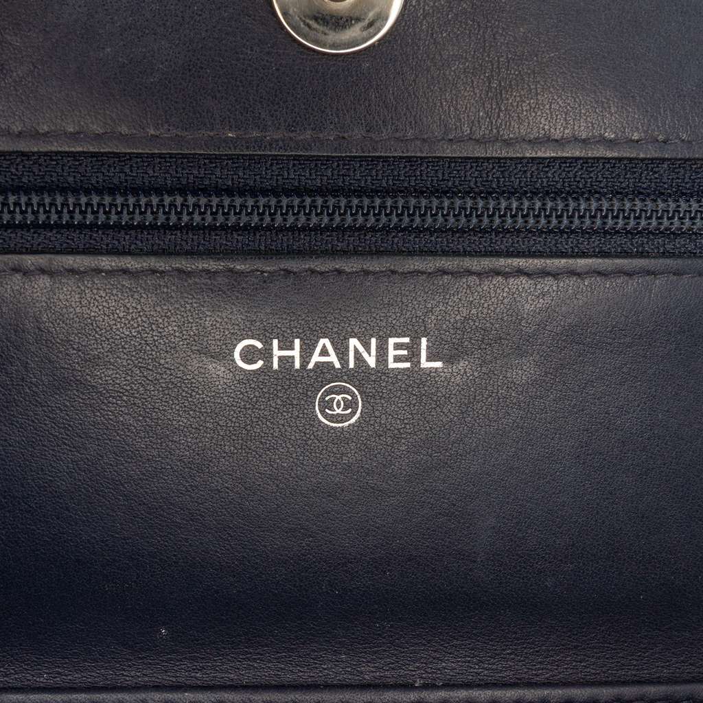 Chanel CC Square Stitched Calfskin Wallet on Chain - Side view