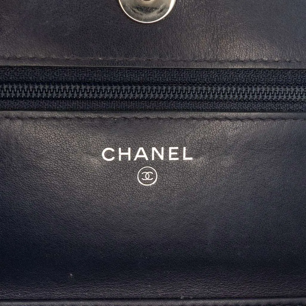 Chanel CC Square Stitched Calfskin Wallet on Chain Blue Leather Very good - Box View