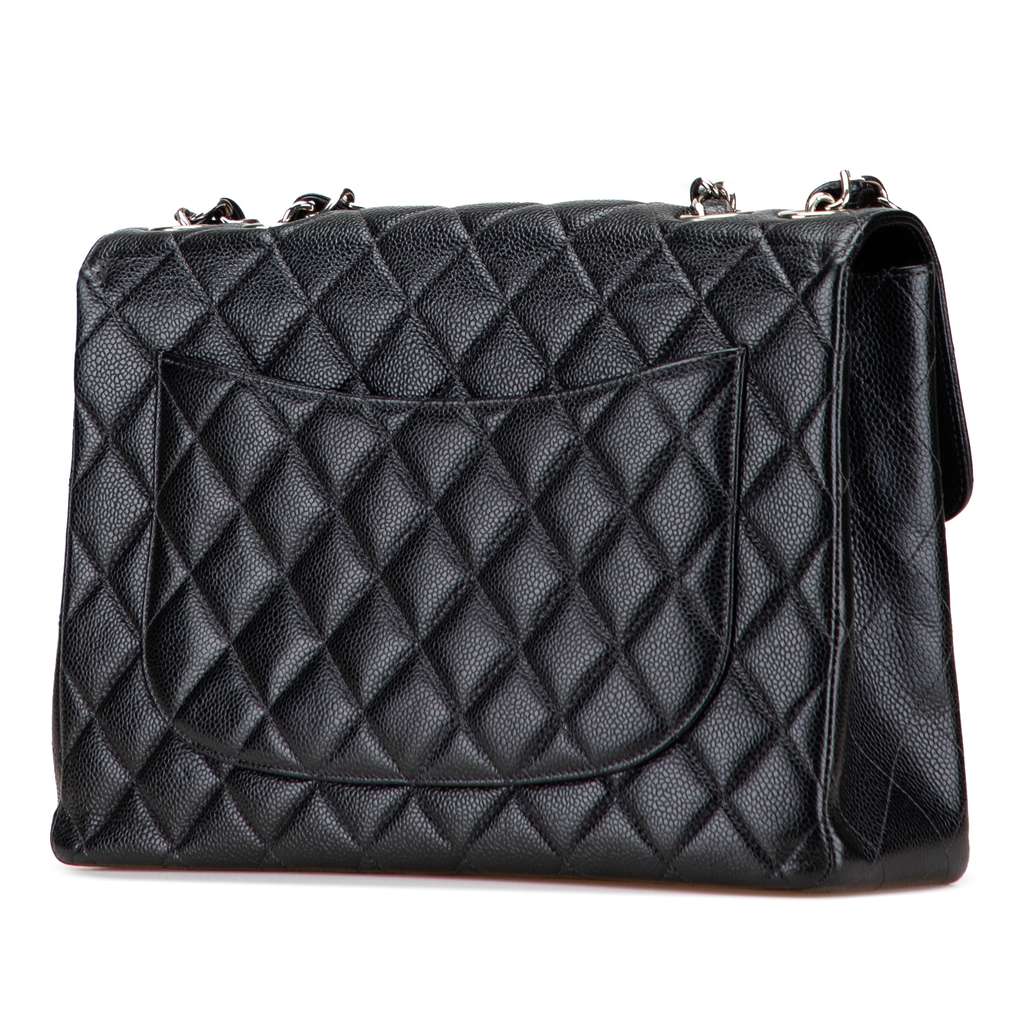 Chanel Jumbo Classic Caviar Single Flap - Back view