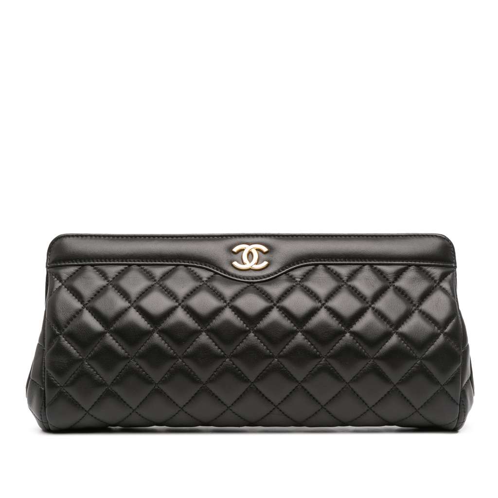 Chanel CC Quilted Lambskin Frame Clutch