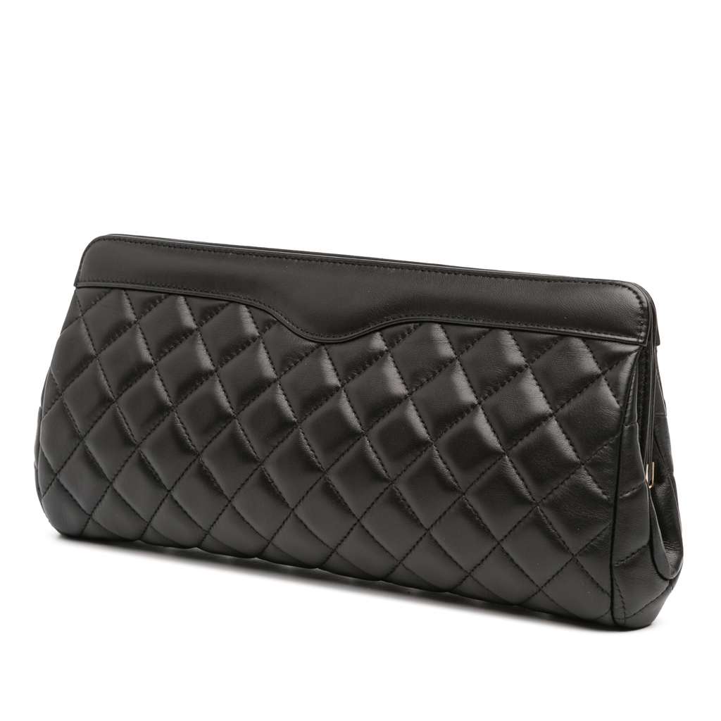 Chanel CC Quilted Lambskin Frame Clutch - Back view