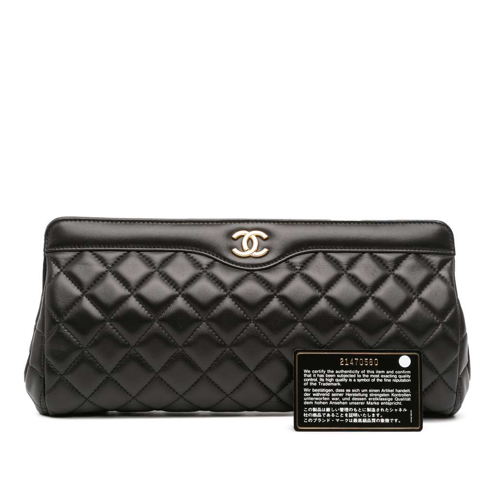 Chanel CC Quilted Lambskin Frame Clutch - Image 13