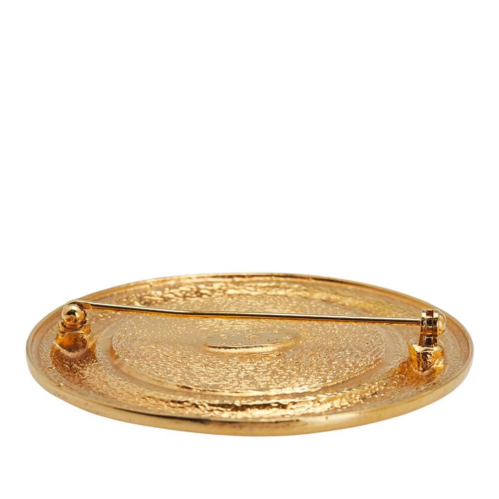 Chanel Gold Plated 31 Rue Cambon Round Brooch - Image 6