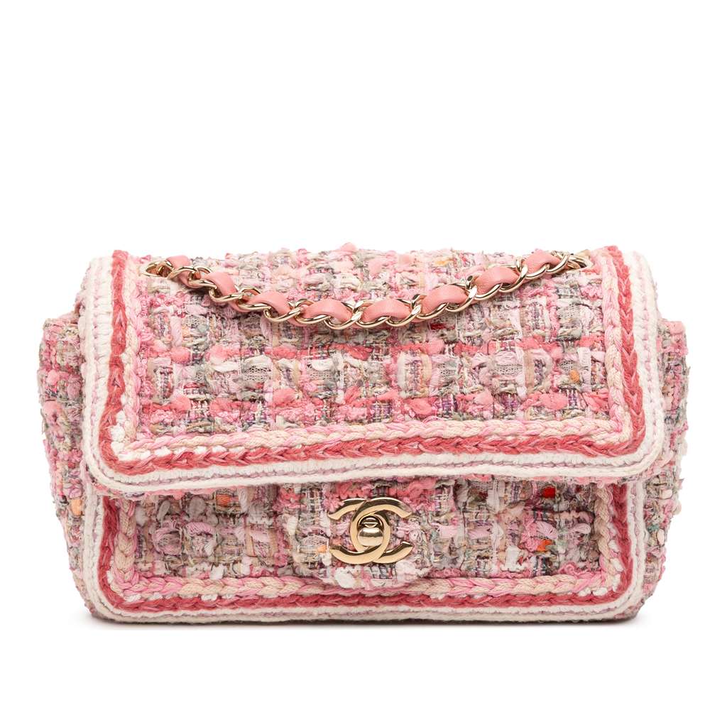 Chanel Mini Rectangular Classic Tweed Braid Flap