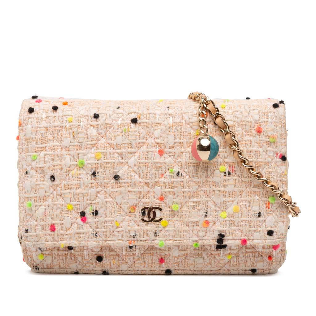 Chanel Quilted Tweed Candy Cotton and Beach Ball Wallet On Chain