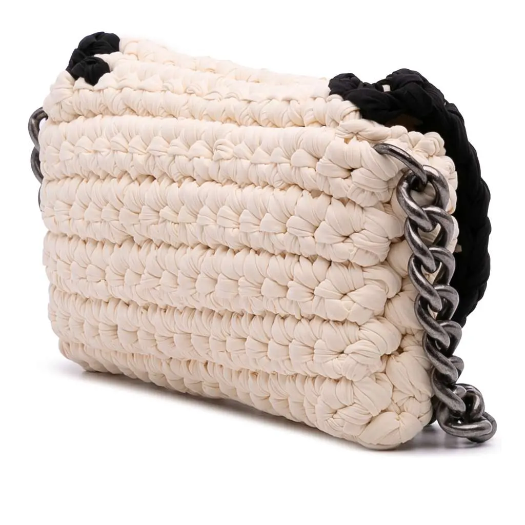 Chanel Neoprene Fancy Crochet Flap White Polyester Very good - Back View