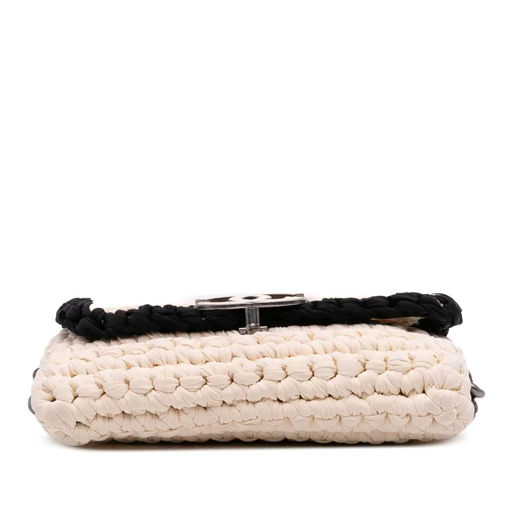 Chanel Neoprene Fancy Crochet Flap White Polyester Very good - Inside View