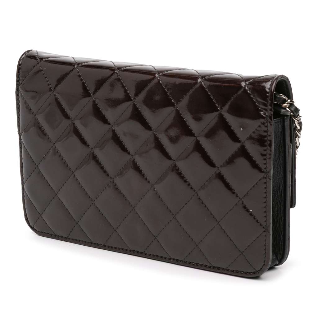 Chanel Quilted Patent Brilliant Wallet On Chain - Back view