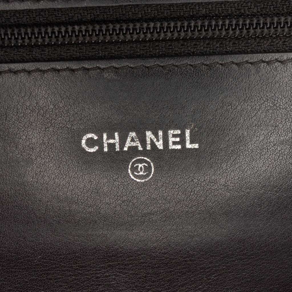 Chanel Quilted Patent Brilliant Wallet On Chain - Side view