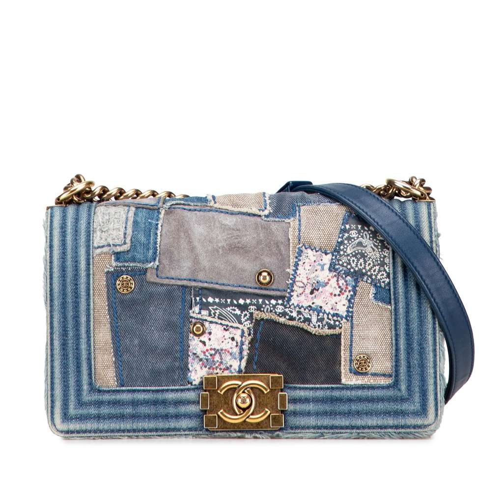 Chanel Old Medium Denim Patchwork Boy Bag