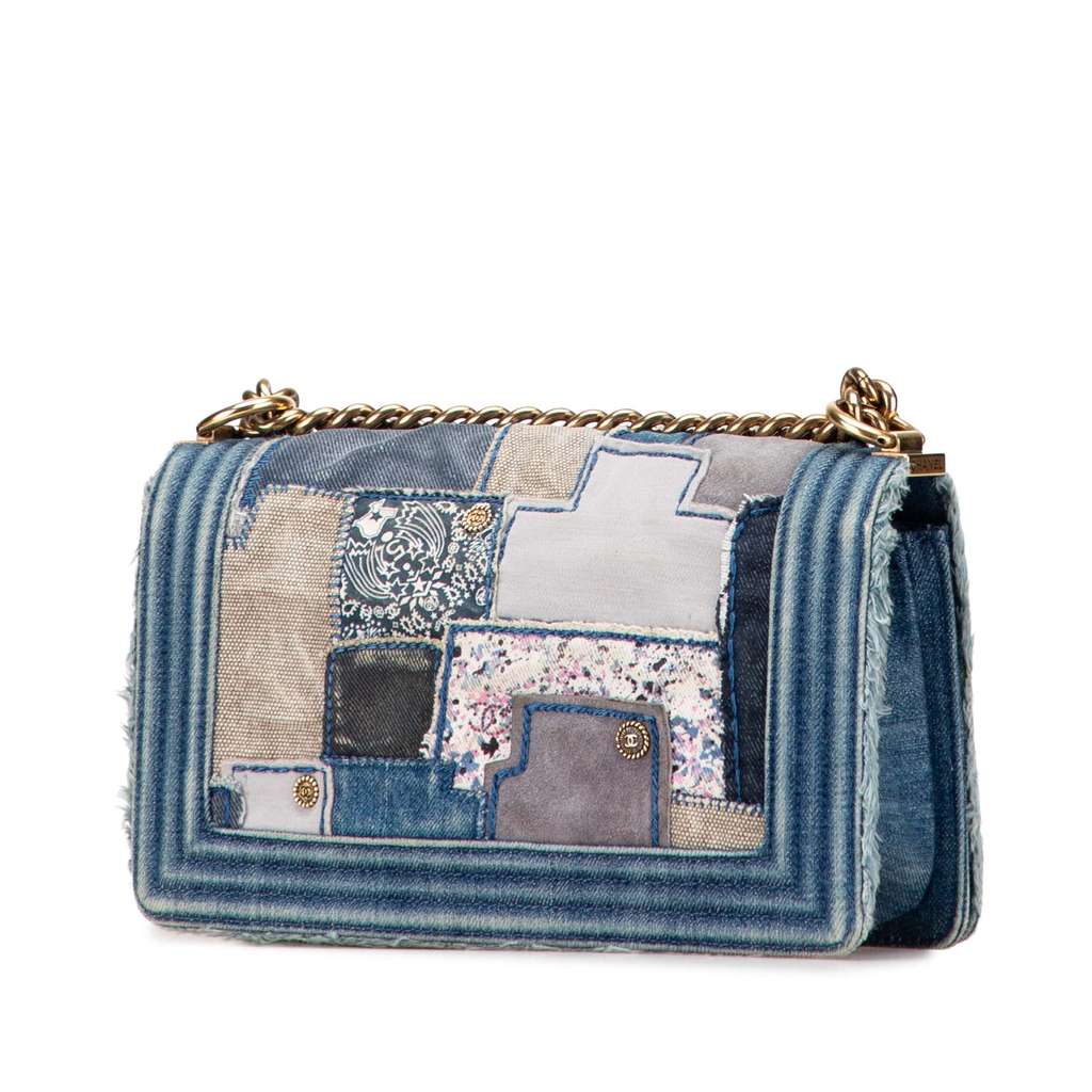 Chanel Old Medium Denim Patchwork Boy Bag - 2