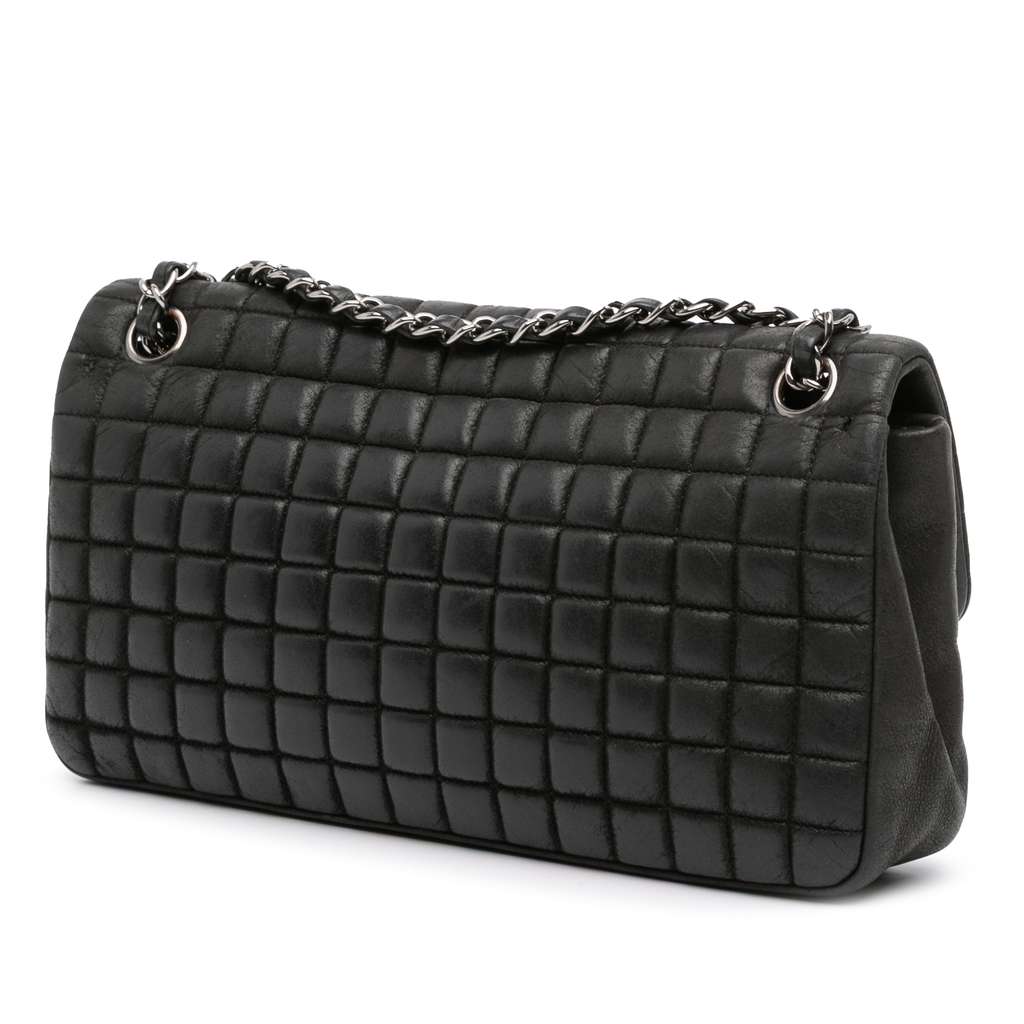 Chanel Chocolate Bar Iridescent Calfskin Bubble Flap - Back view