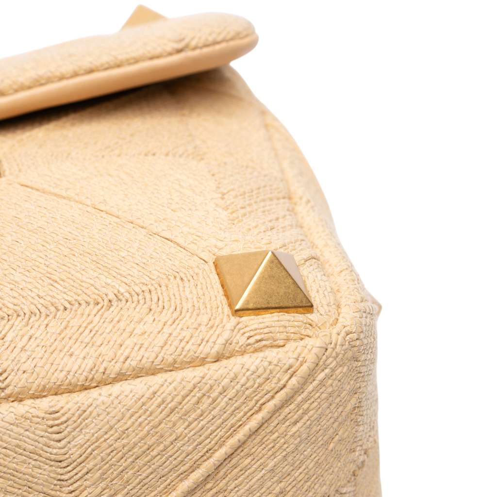 Valentino Large Raffia Roman Stud Satchel - Side view