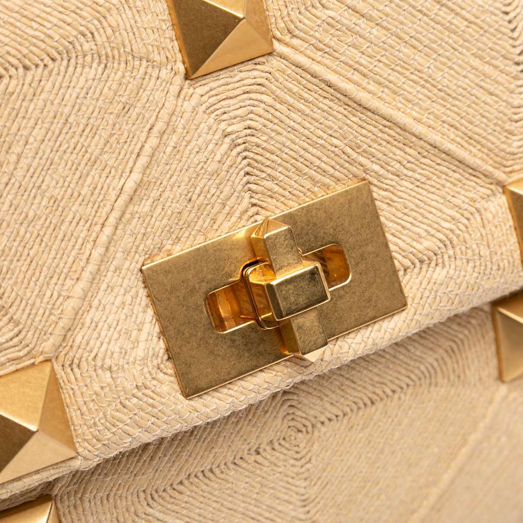 Valentino Large Raffia Roman Stud Satchel - Detail 1