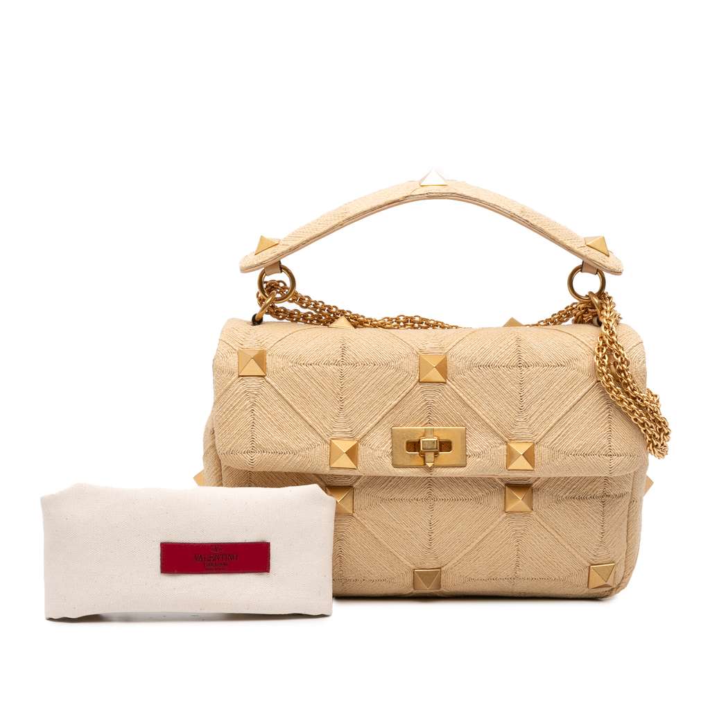 Valentino Large Raffia Roman Stud Satchel - Image 12