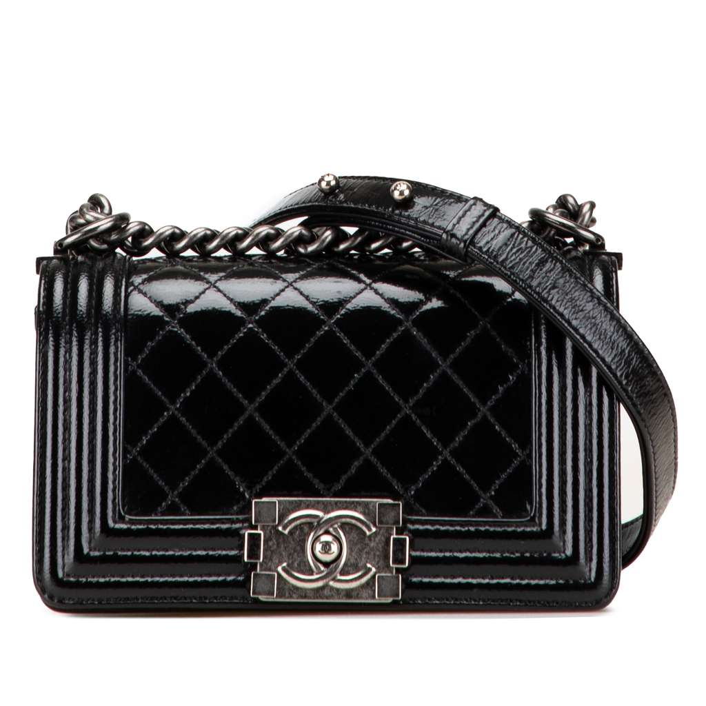 Chanel Small Quilted Patent Boy Flap