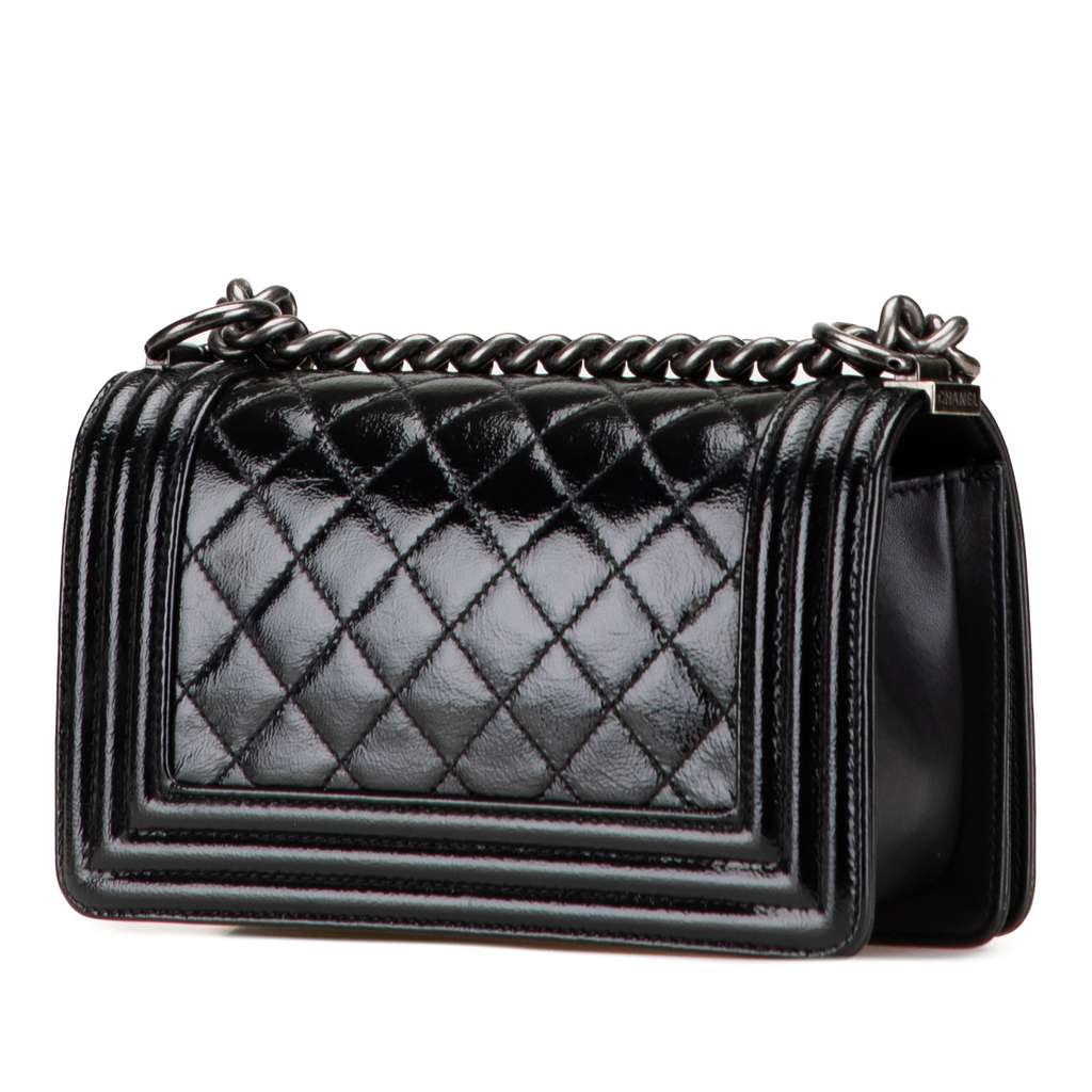 Chanel Small Quilted Patent Boy Flap - Back view