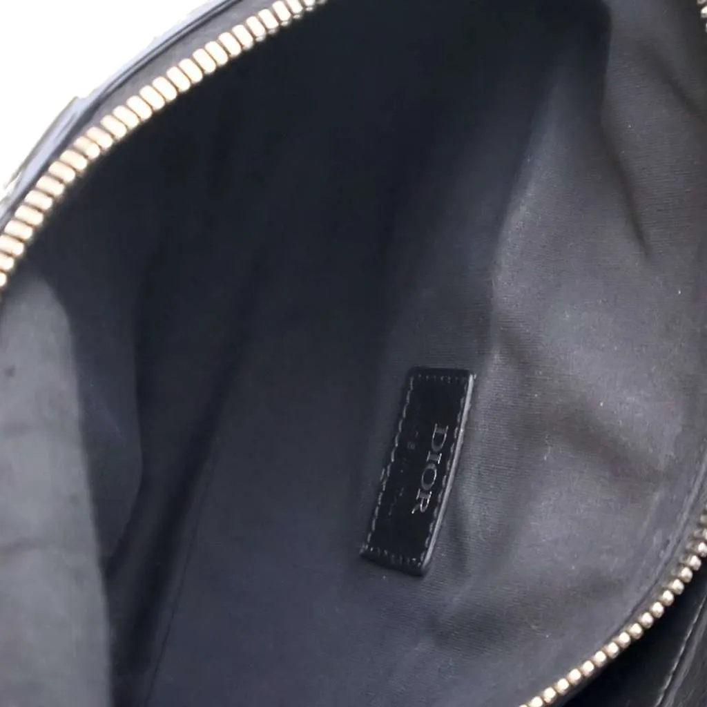 Dior Oblique Perforated Calfskin Galaxy Saddle Bag Black Leather Good - Inside View