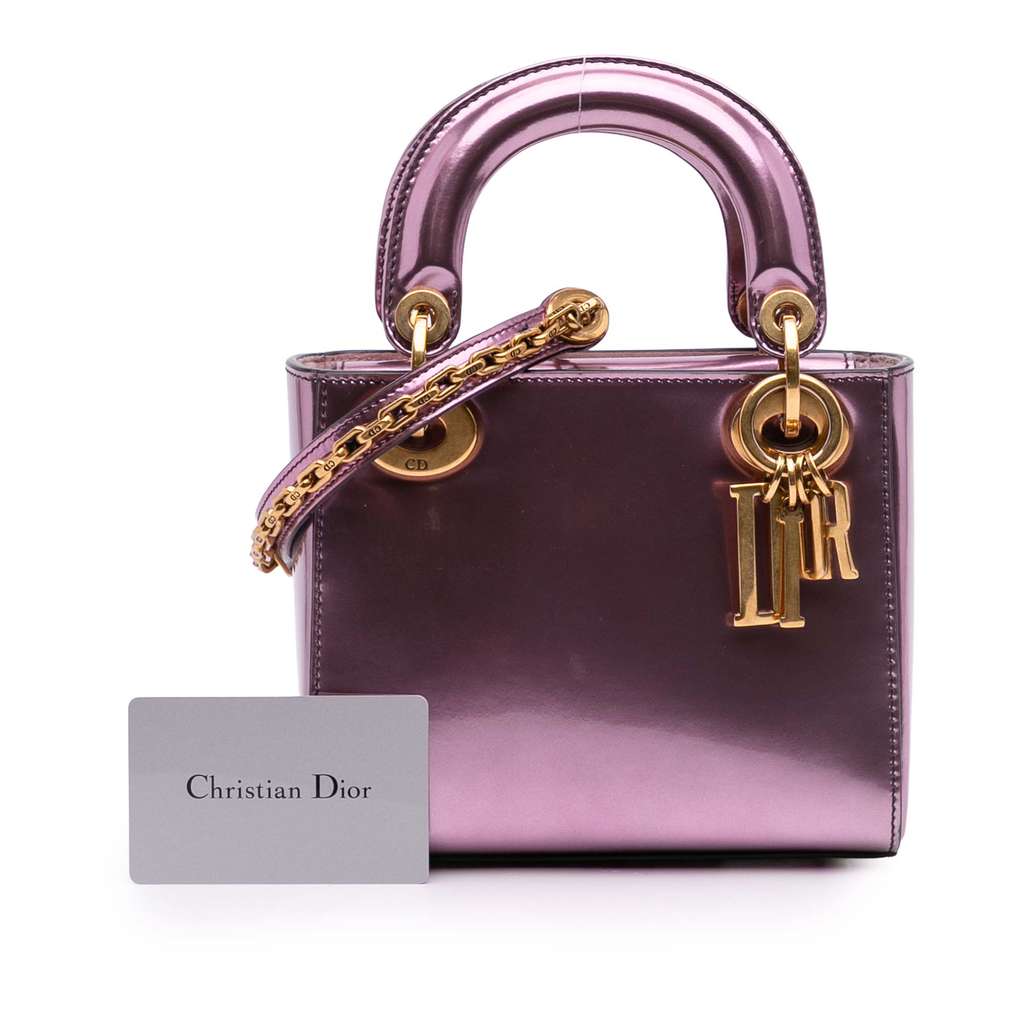 Dior Mini Metallic Glazed Calfskin Lady Dior - Image 13