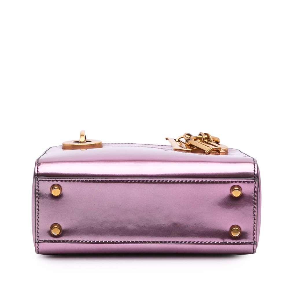 Dior Mini Metallic Glazed Calfskin Lady Dior - Image 6