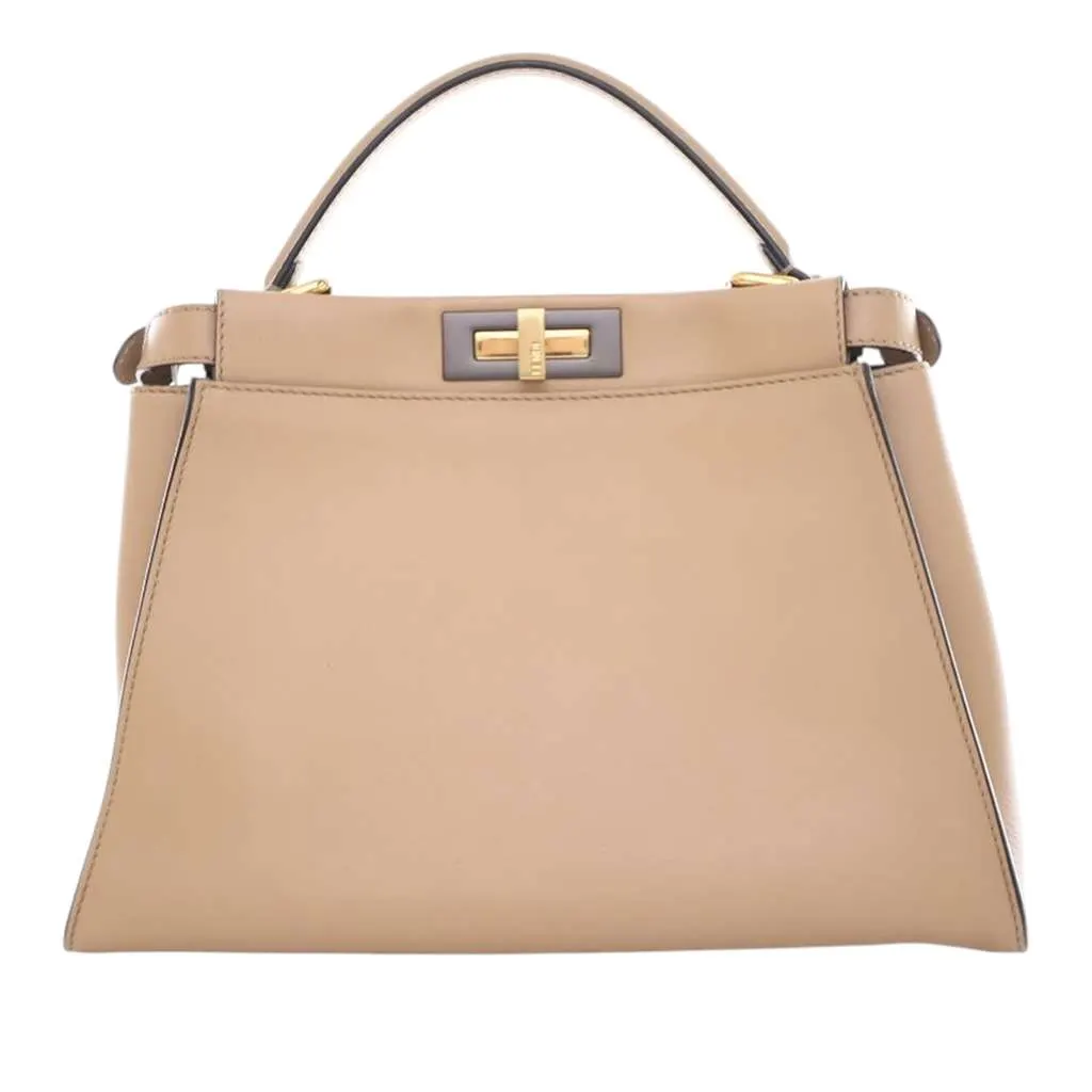 Fendi Medium Leather Peekaboo Iconic Satchel Brown Leather Very good - Inside View