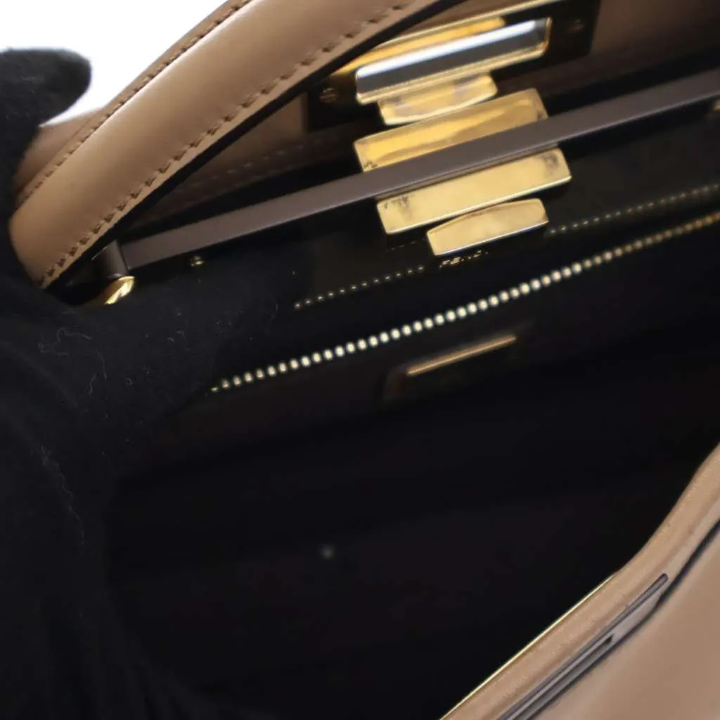 Fendi Medium Leather Peekaboo Iconic Satchel Brown Leather Very good - Box View