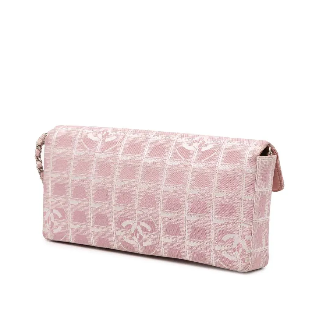 Chanel New Travel Line Nylon East West Flap Pink Good - Back View